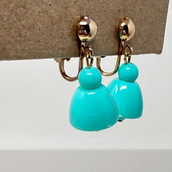 Vintage Lot of‎ Geometric Earrings Clip-On Screw Back Retro Green - Picture 2 of 9